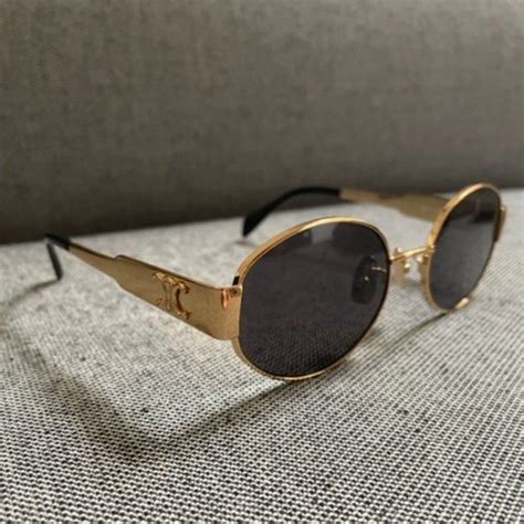 celine gold round sunglasses|Celine eyewear rectangular sunglasses.